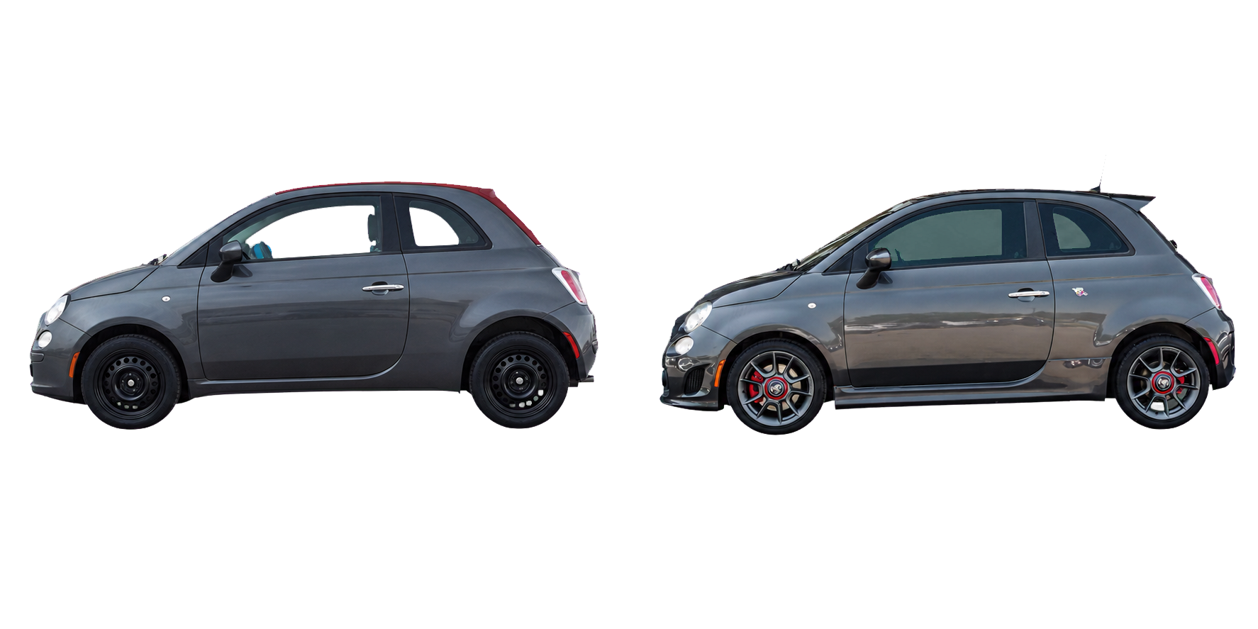Granito Lucente 2015 FIAT 500c Pop with a burgundy fabric roof